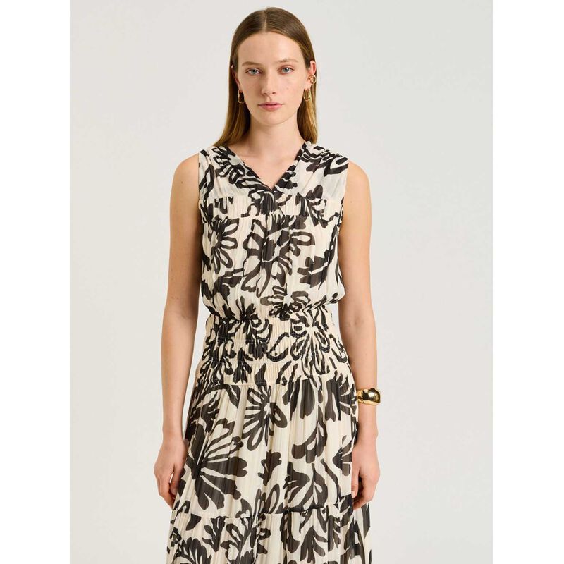 Veronika Maine Filigree Print Crinkle Maxi Dress image number 3